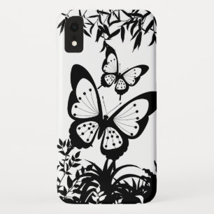 Preto, branco, capas de iphone de borboletas,