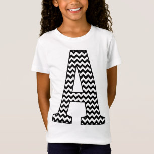 Preto & branco Chevron o t-shirt de uma menina do