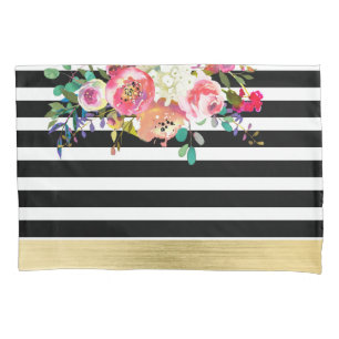Preto Branco Dourado Moderno Floral Glam Chic Glam