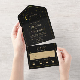 Preto, Branco e Dourado Moderno Minimalista Celest
