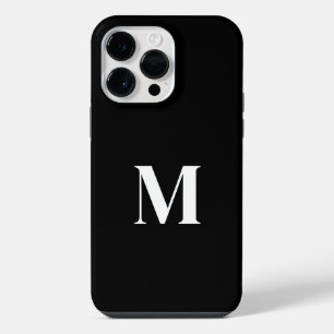 Preto Branco Nome Personalizado Monograma Elegante