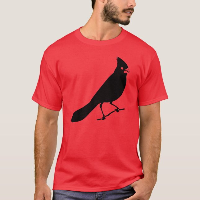 Preto cardinal do t-shirt do pássaro (Frente)