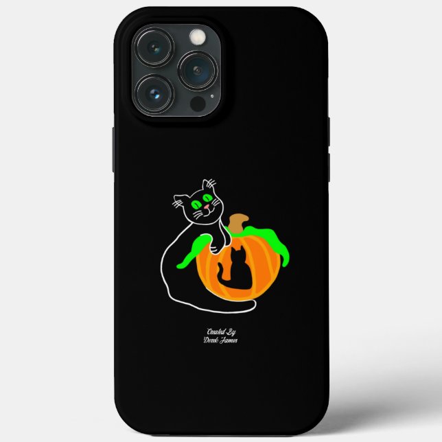 Preto Cat Pumpkin Apple iPhone 13 Pro Max Case (Verso)