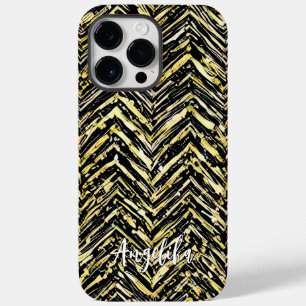 Preto Cevron Personalizado e Nome Dourado
