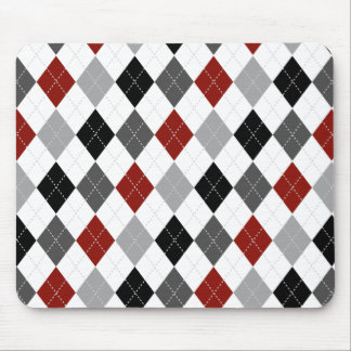 Preto, Cinza, Vermelho e Preppy Mousepad Branco