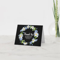 Preto com Agradecimento de Graduação Floral Branco