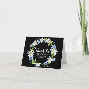 Preto com Agradecimento de Graduação Floral Branco