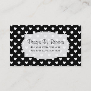 Preto com Cartões de visitas de Coração Branco