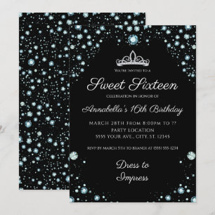 Preto com Convites de Aniversário de Ouros