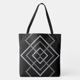 Preto com faixa de cinza Tote Bag