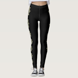 Preto com leggings de medalhões de creme