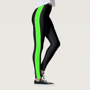 Preto com Leggings verdes de neon