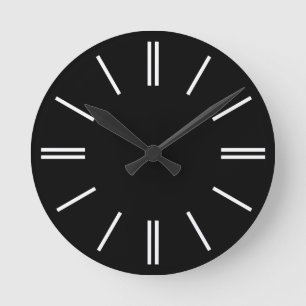 Preto com Linhas de Hora Branca Relógio de Parede 
