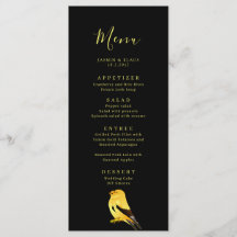 Preto com Menu de Casamento de Aves Douradas