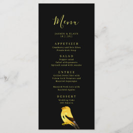 Preto com Menu de Casamento de Aves Douradas