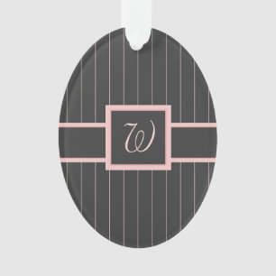 Preto com Pinstripes Rosa Ornamento acrílico