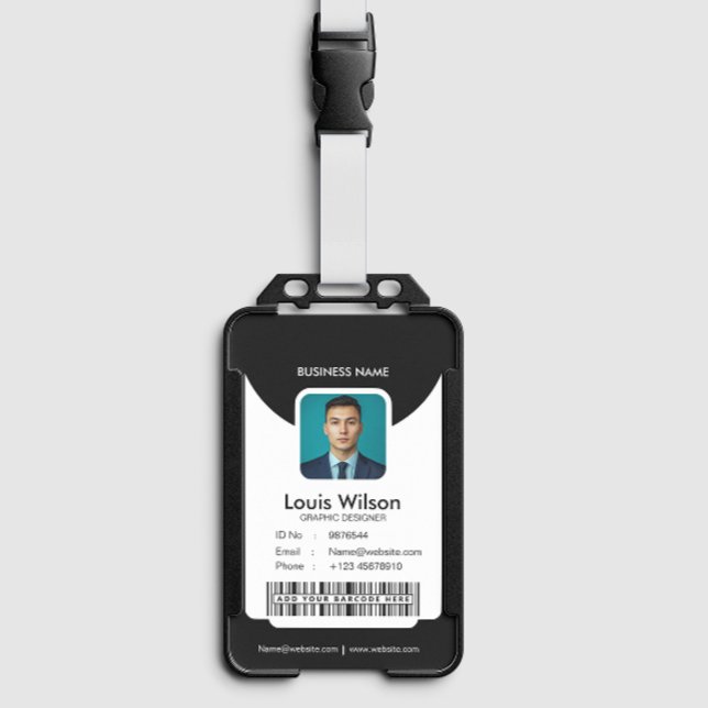 Preto | Crachá de Identificação de Funcionário Per (Criador carregado)