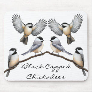 Preto customizável Chickadees tampados Mousepad