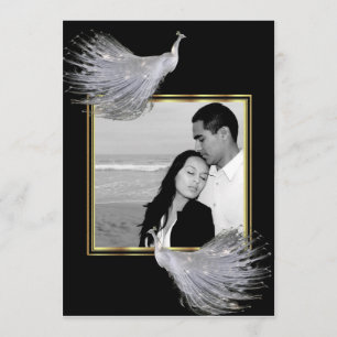 Preto da elegância do pavão, convite Dourado do