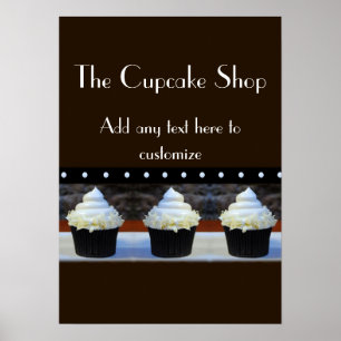 Preto da loja do cupcake e poster de Brown