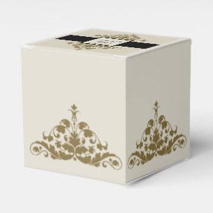 Preto de marfim e caixa do favor do casamento tema