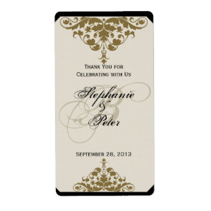 Preto de marfim e etiqueta do vinho do casamento