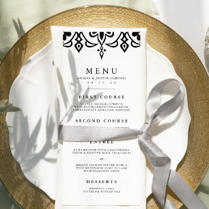 Preto do cartão   do menu do casamento de