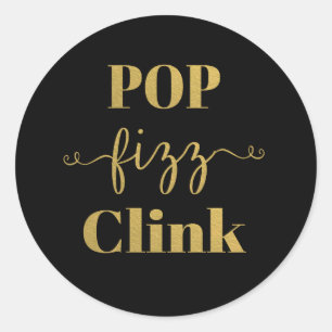 Preto do CLINK do FIZZ do POP & etiqueta redonda