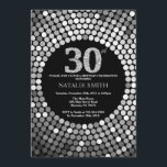 Preto do convite do aniversário de 30 anos e<br><div class="desc">Convite do aniversário de 30 anos. Preto e brilho da prata. Diamante de prata. Festa de aniversário adulta. Para homens ou mulheres. Para uma personalização mais adicional,  clique por favor "personalizam-no" botão e usam-nos nossa ferramenta de design para alterar este modelo.</div>