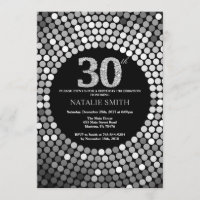 Preto do convite do aniversário de 30 anos e