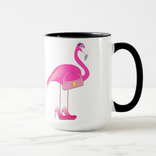 Preto do flamingo caneca da campainha de 15 onças