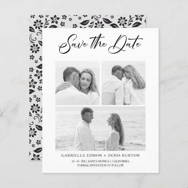 Preto do Orçamento Colagem de Trendência do Floral (Frente/Verso)