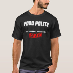 Preto do t-shirt da polícia da comida dos homens