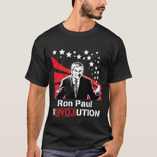Preto do t-shirt da revolução de Ron Paul (Frente)
