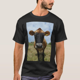 Preto do t-shirt da vaca do jérsei dos homens