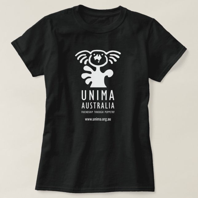 Preto do t-shirt das mulheres de UNIMA Austrália (Frente do Design)