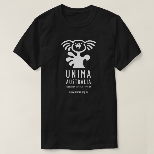 Preto do t-shirt dos homens de UNIMA Austrália (Frente do Design)