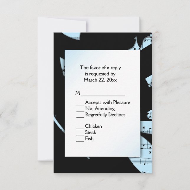 Preto e Azul Música Abstrata RSVP com Opção de Men (Frente)