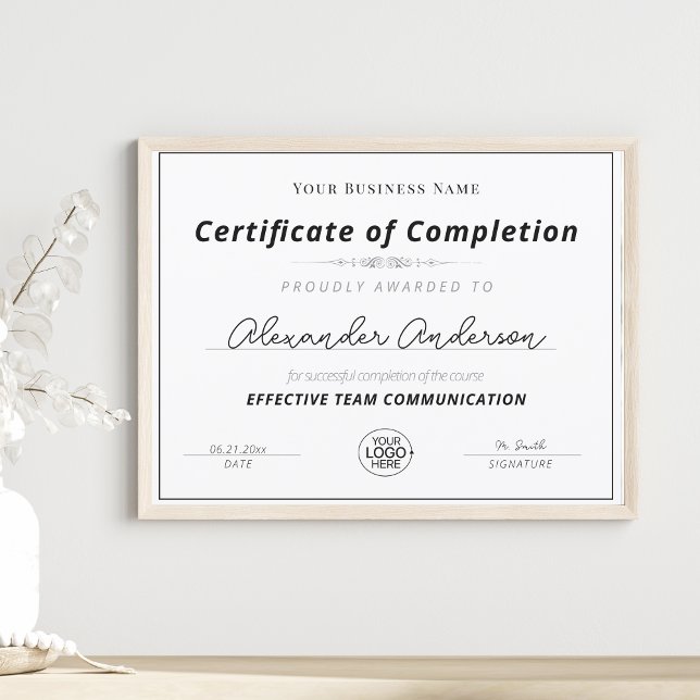 Preto e branco Adicionar seu Prêmio de conclusão d (Criador carregado)