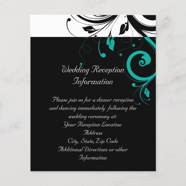 Preto e branco com espiral reversa do teal (Frente)