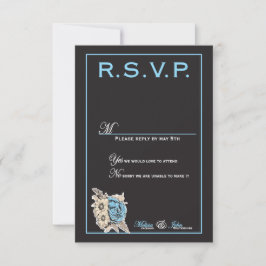 Preto e branco elegante com detalhes azul-claro