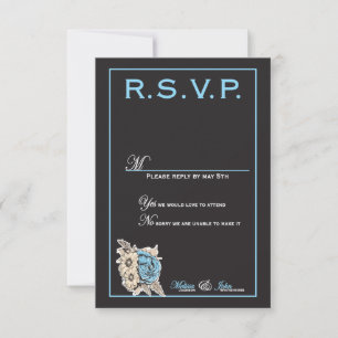 Preto e branco elegante com detalhes azul-claro