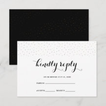 Preto e Branco Elegante com Placa RSVP de Pontos