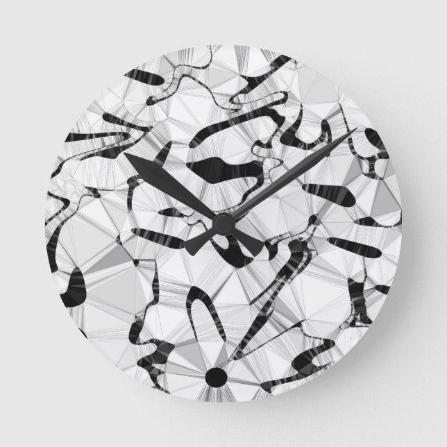 Preto e branco em relógio redondo em movimento (Frente)