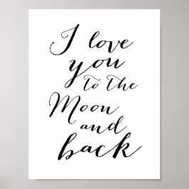 Preto e branco Eu te amo Poster Impressão 8,5x11