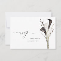 Preto e branco Floral com RSVP 2 de Refeição