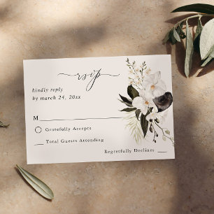 Preto e branco Floral sem RSVP 4 de refeições