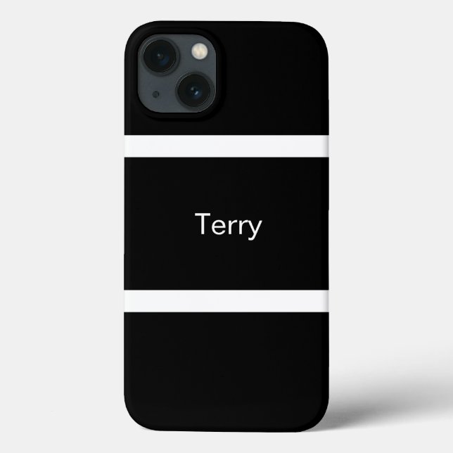 Preto e Branco Listrado Personalizado Minimalista (Verso)