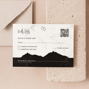 Preto e branco minimalista informal RSVP de Códi