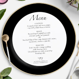 Preto e Branco moderno | Cartão de Menu do Círculo